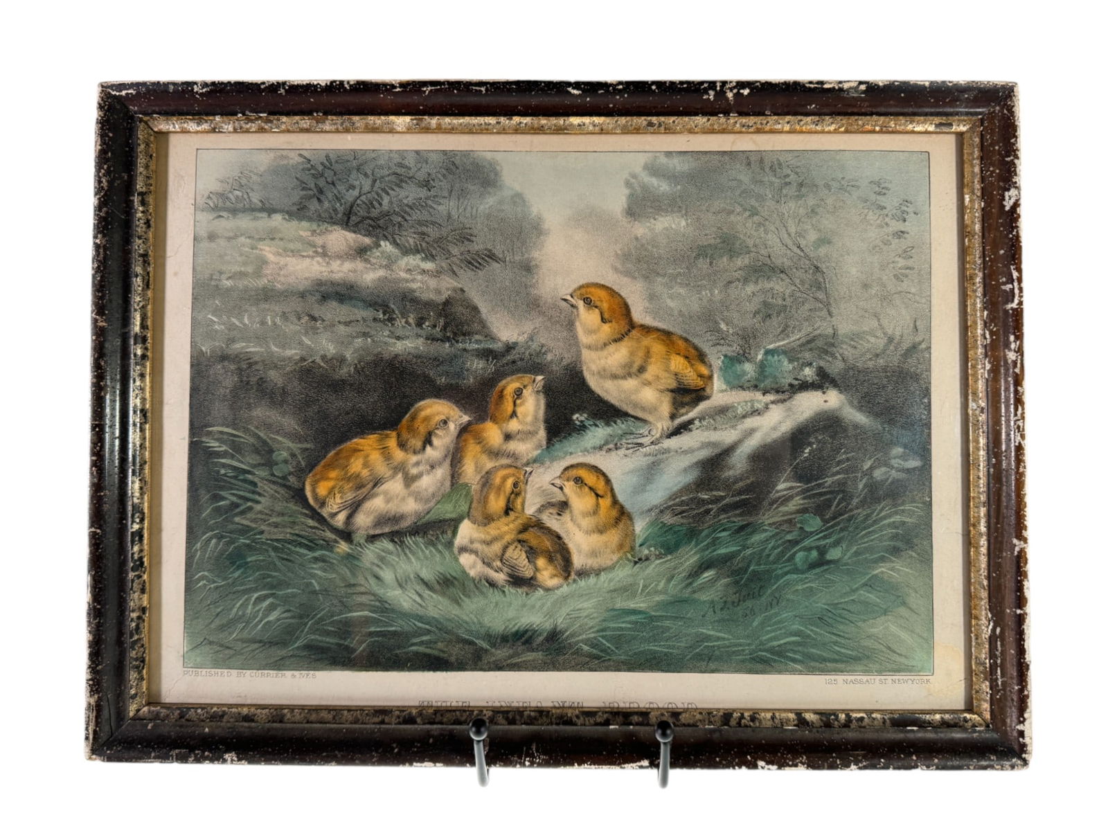 Currier and Ives (American) Hand Colored Lithograph  "The Infant Brood" (1 of 4)