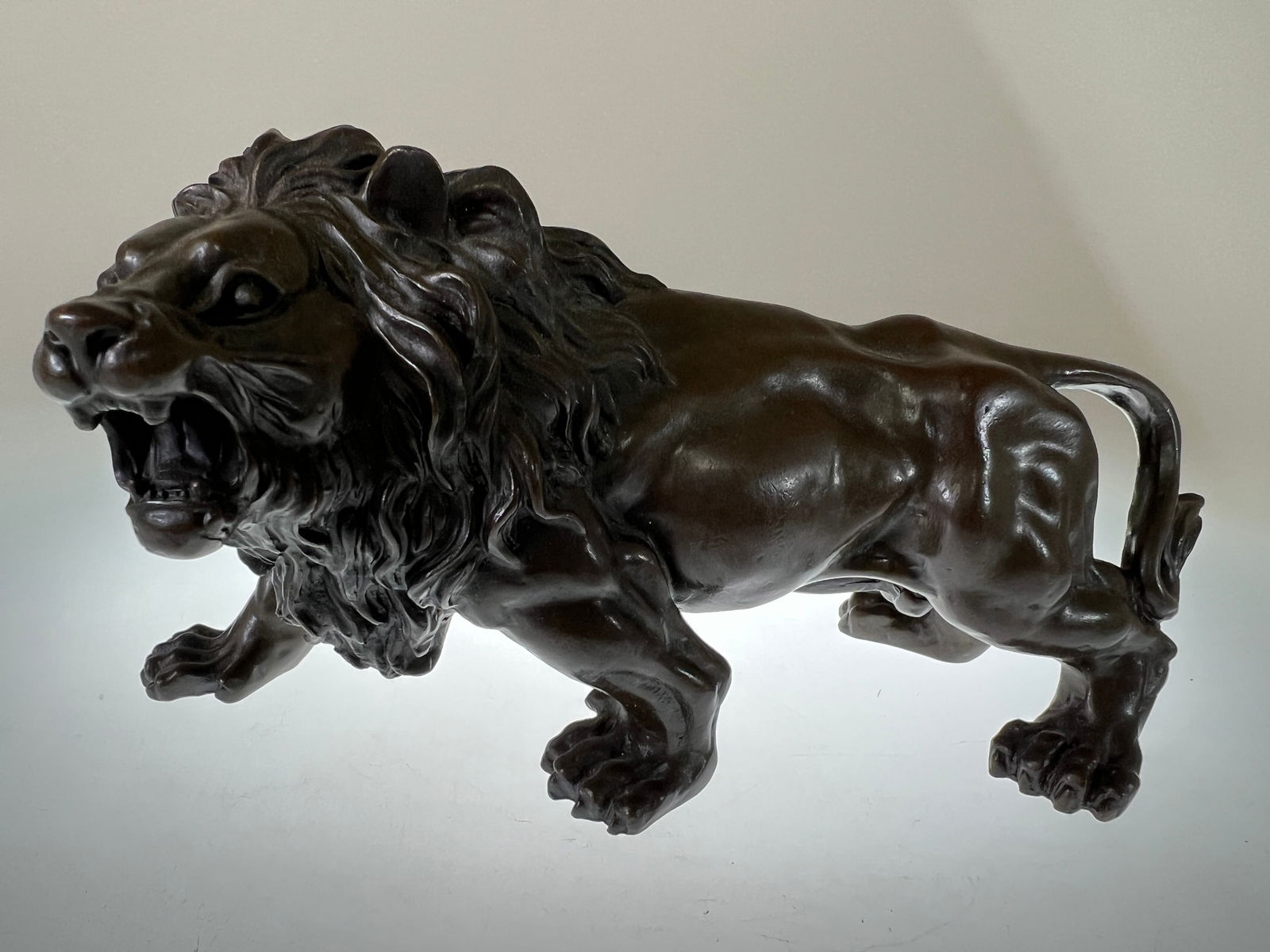 Barye Style Bronze Lion Statue Figurine (1 of 5)