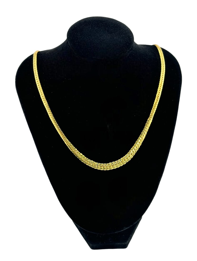 14K Gold Italian Flat Link Bracelet Necklace (1 of 2)