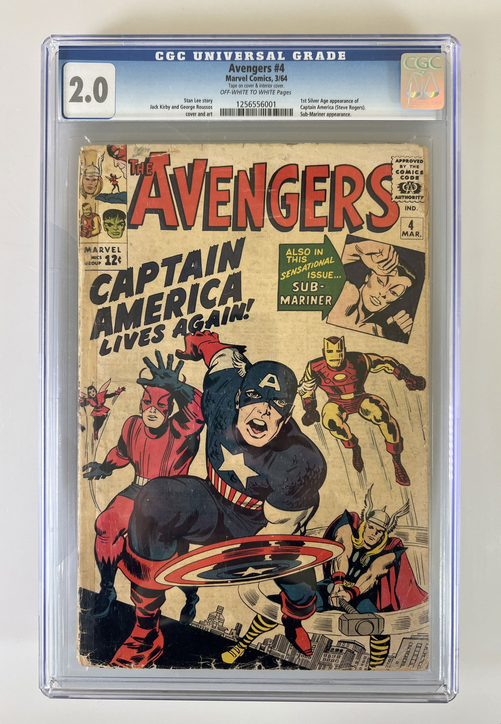 Avengers #4 CGC 2.0 Marvels Comics 06/64 Key (1 of 4)