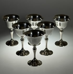 Set of 6 Robert Edwards Sterling Weighed Silver Goblets