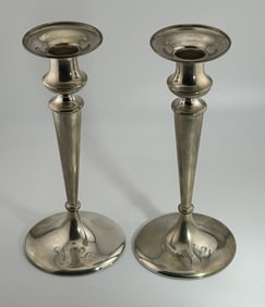Pair of Shreve & Co Sterling Silver Candleholder