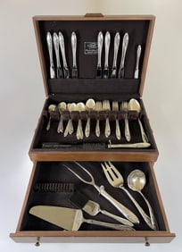 (50 PCS) Towle "Sculptured Rose" Sterling Silver Flatware.