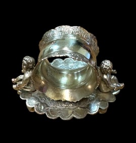 Silver 2 Cherubs Figural Napkin Holder