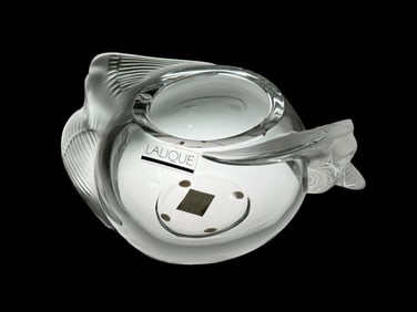 Lalique Adelaide Clear and Frosted Crystal Dove Motif Bowl