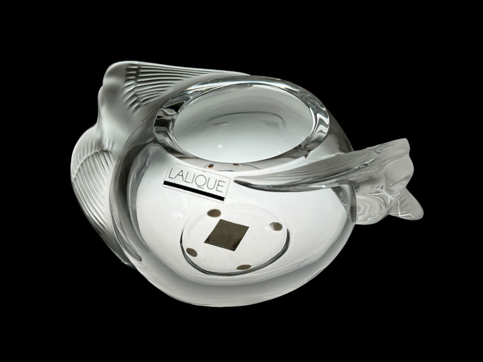 Lalique Adelaide Clear and Frosted Crystal Dove Motif Bowl (1 of 3)