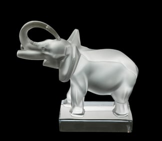 Lalique French Crystal Elephant Paperweight