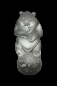 Lalique Circus Bear on Ball Crystal Figurine