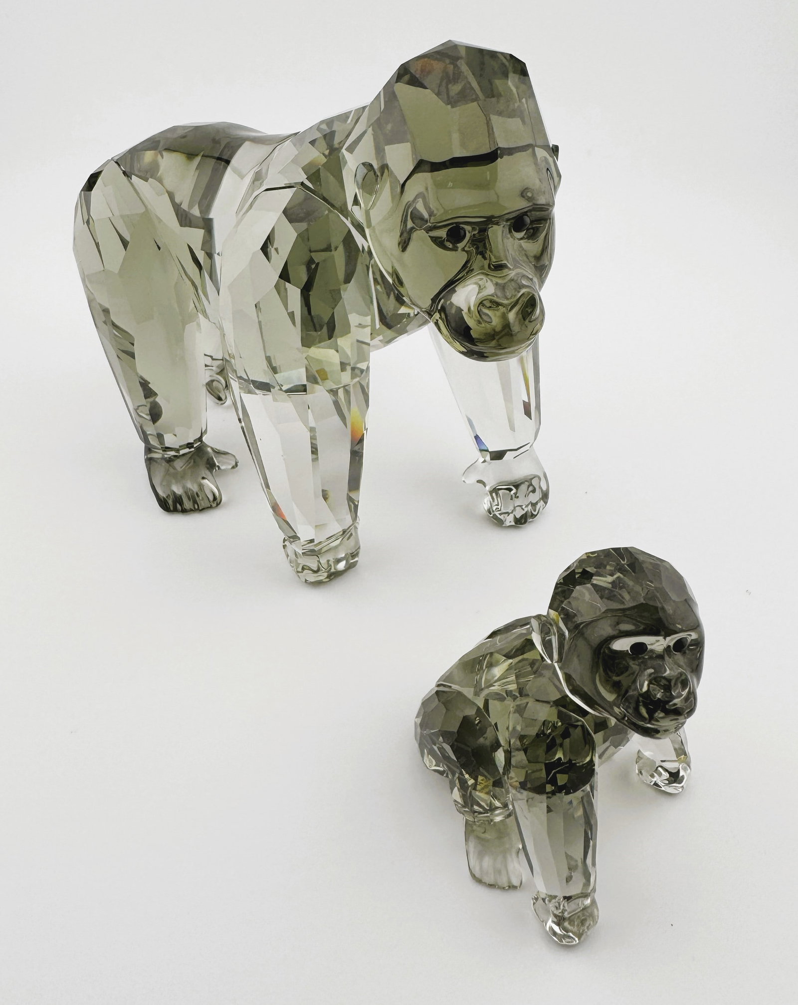 Swarovski Crystal Society Endangered Wildlife Gorillas: Swarovski Crystal Society Endangered Wildlife Gorillas. No Box. Larger 5" x 3"x 4"