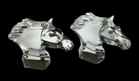 Pair of Baccarat Crystal "Tete De Cheval" Sculpture