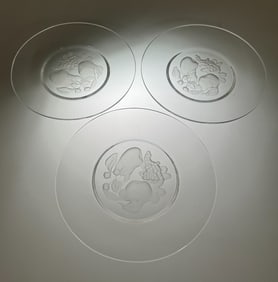 (Lot of 3) Val Saint Lambert crystal fruit plates, 8"dia