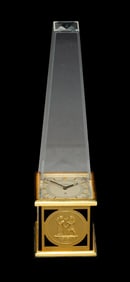 LeCoultre Egyptian Obelisk 8-Day Clock with Certificate
