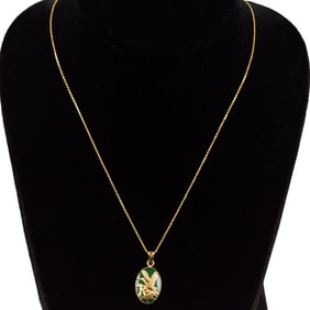 14k Overlay Jade Pendant