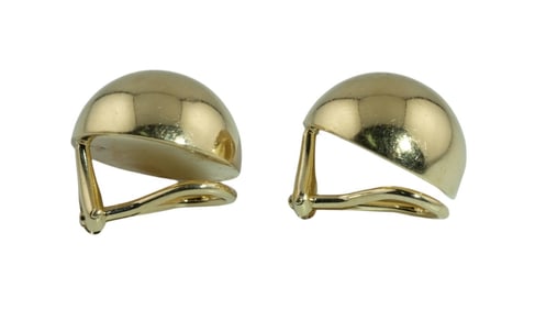 14K Gold Round Clip On Earriings