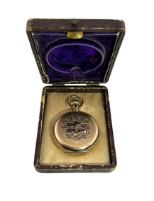 8KT Gold Engraved Pocket watch with Box
