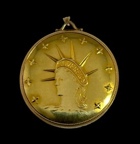 Benrus 18K Yellow Gold Coin Case Pocket Watch monogram