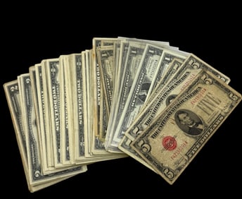 Collection of Old US Currency including Star notes and a Set of Confederate Advertising Notes.