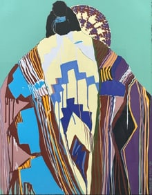 Dolona Roberts (b. 1936) Framed Limited Edition Serigraph Woman in Blanket Signed