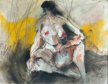 Jack Laycox (1921-1984) "Nude Women" Original Pencil with Watercolor Accent