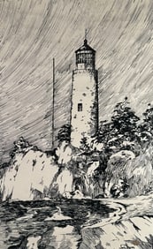 Jack Laycox (1921-1984) "Lighthouse" Etching