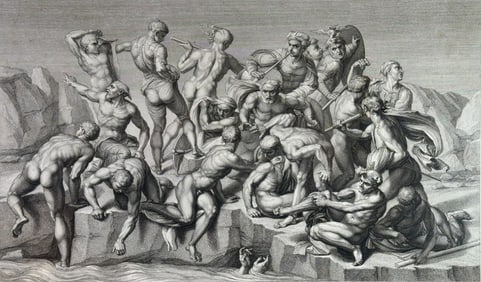 After Michaelangelo "Battle of Cascina" engraving unsigned