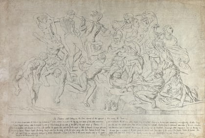 Rev Henry J Crowe(1769-1851) after Michaelangelo "Battle of Cascina" Engraving plate signed c. 1799