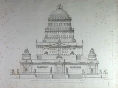 Antique Architectural Etching "Facciata Del Monumento"