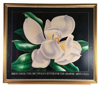 Rare Brian Davis 1982 Collotype Print UCLA Exhibition Poster " Magnolia"