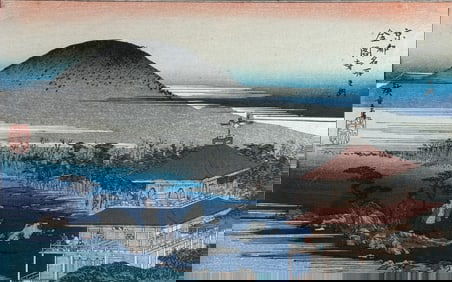 Utagawa Hiroshige Japanese Woodblock Print "The Temple of the Golden Pavilion"