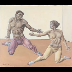 Jack Katz (American, born 1927), "Dancers Reaching to Each Other" 1991 Oil on Canvas