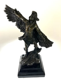 Bronze Native American Indian Warrior Sculpture