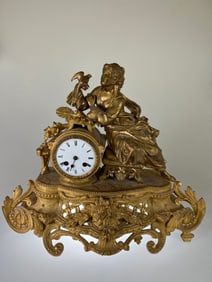 19th Century French Louis XVI Brass Clock signed PH Mourey