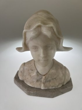 20th Century Italian Marble sculpture of a girl Signed.