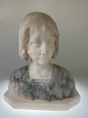 Italian Marble Bust of a Maiden with base