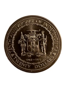 Jamaica gold coin $20 10th tenth anniversary 1972 from Royal Canadian Mint