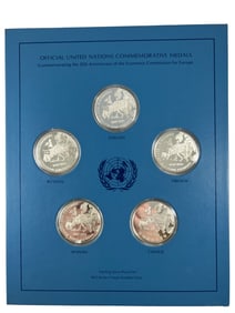 1972 U.N. 25th Anniversary of the Economic Commission Sterling Silver Proof Medal Set