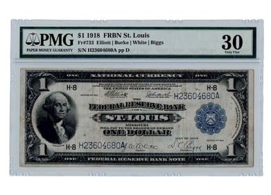 1918 $1 Federal Reserve Bank Note ST.LOUIS PMG VF-30 Fr. 733