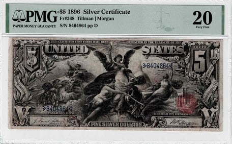 1896 $5 Silver Certificate "Electricity" Fr. 268 PMG VF20