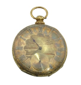 Gold Tobias and Co. Ornate Keywind Pocket Watch