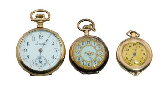 3 Pendant Gold Filled Pocket Watches