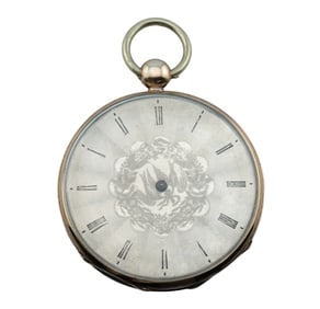Sterling Silver Thin Key Wind Pocket Watch