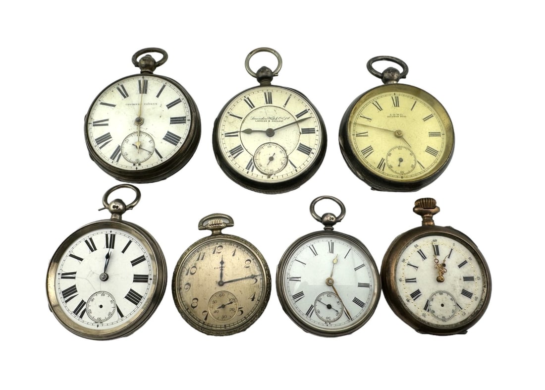 Group of 7 Sterling Silver Pocket Watches (1 of 2)
