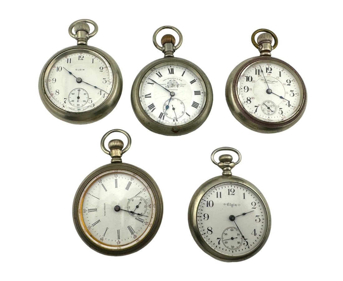 Group of 5 Size 18 Silveroid Pocket Watches (1 of 2)