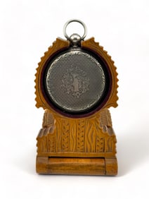 Echappement Cylindre 4 Rubis Antique Pocket Watch Key Wind with Wooden box