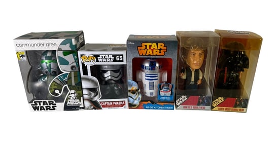 (Lot 0f 5) Star Wars POP,  Bobble Heads, Mighty Mugs, and Kitchen Timer