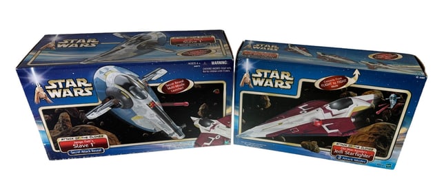 Hasbro Star Wars Attack of the Clones Jango Fett's Slave 1 and Jedi Star Fighter