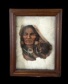 Shadow Box Neil Rose Wall Art "Buffalo Indian"