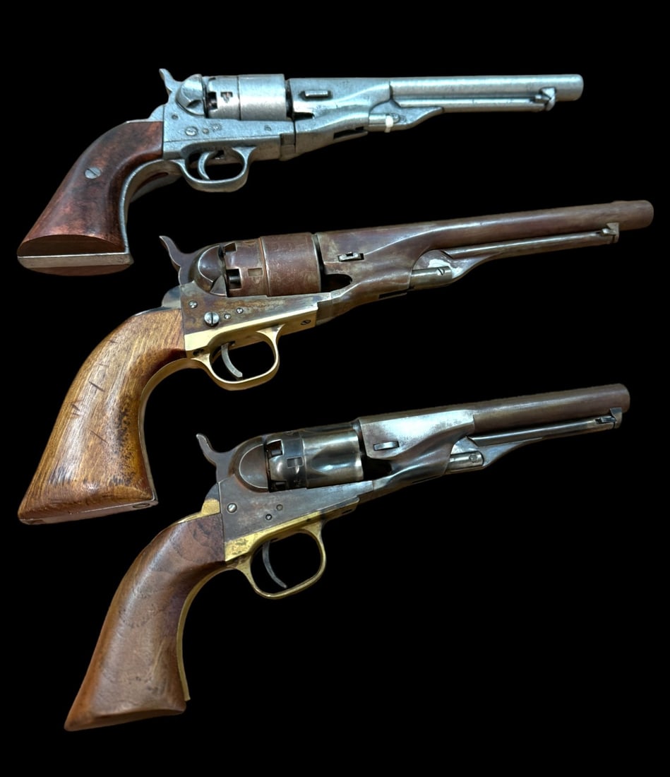 (Lot of 3) Civil War Era Colt M-1862 Police Revolver Pocket Prop Guns: (Lot of 3) Civil War Era Colt M-1862 Police Revolver Pocket Prop Guns. Longest gun is 14" j/m