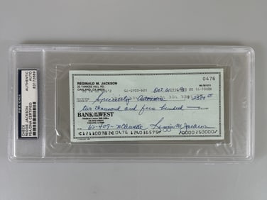 Reggie Jackson Signed Check PSA/DNA Ceritified