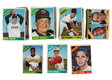 1966 Topps Baseball 197 Cards including Pete Rose, Willie May, Sandy Koufax low grade